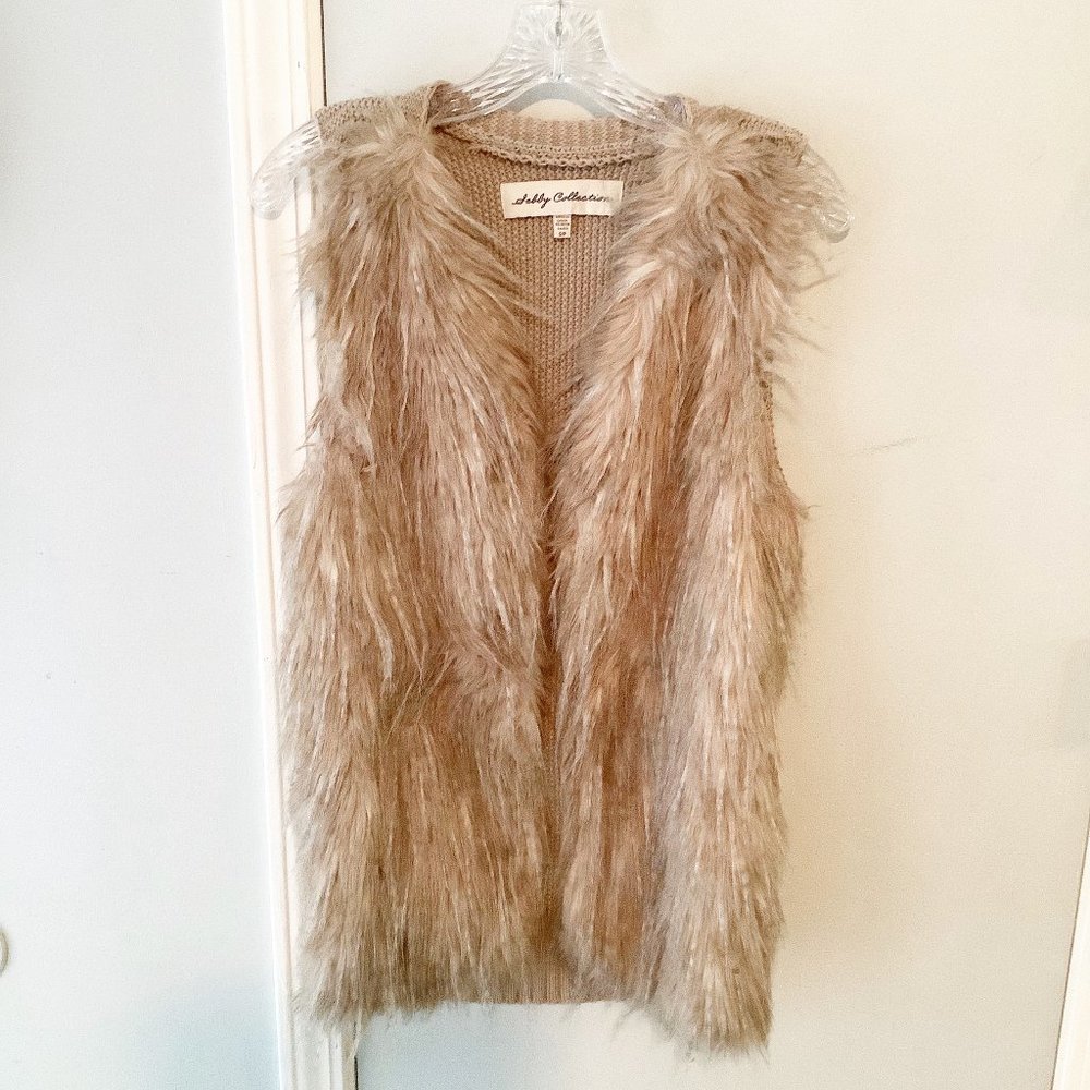Sebby Collection Tan Faux Fur Vest Size S